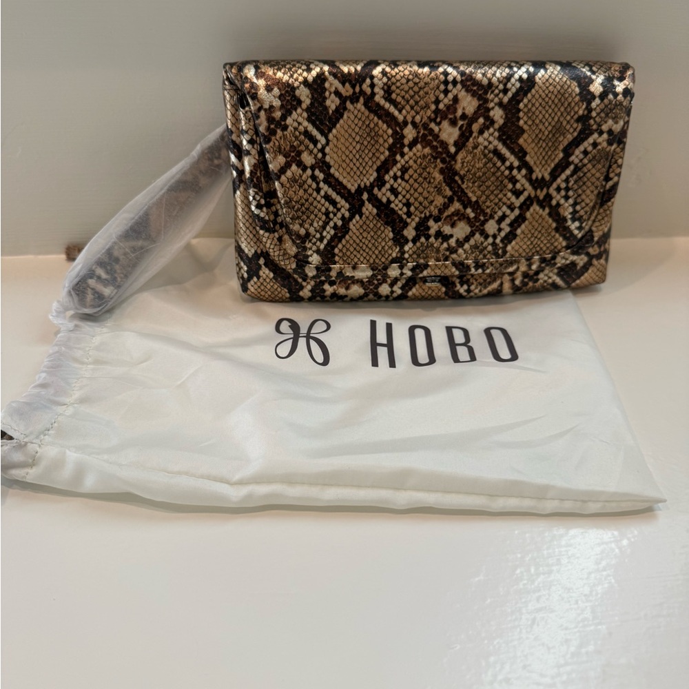 HOBO Snakeskin-Print Clutch